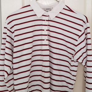 Striped crop polo shirt